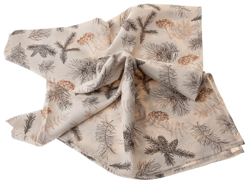 Fată de masă de Crăciun impermeabilă Ace de Pin, 140 x 140 cm