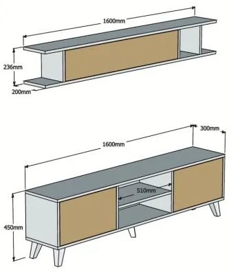 Mobilier living Sikita (alb + pin) . 1095571