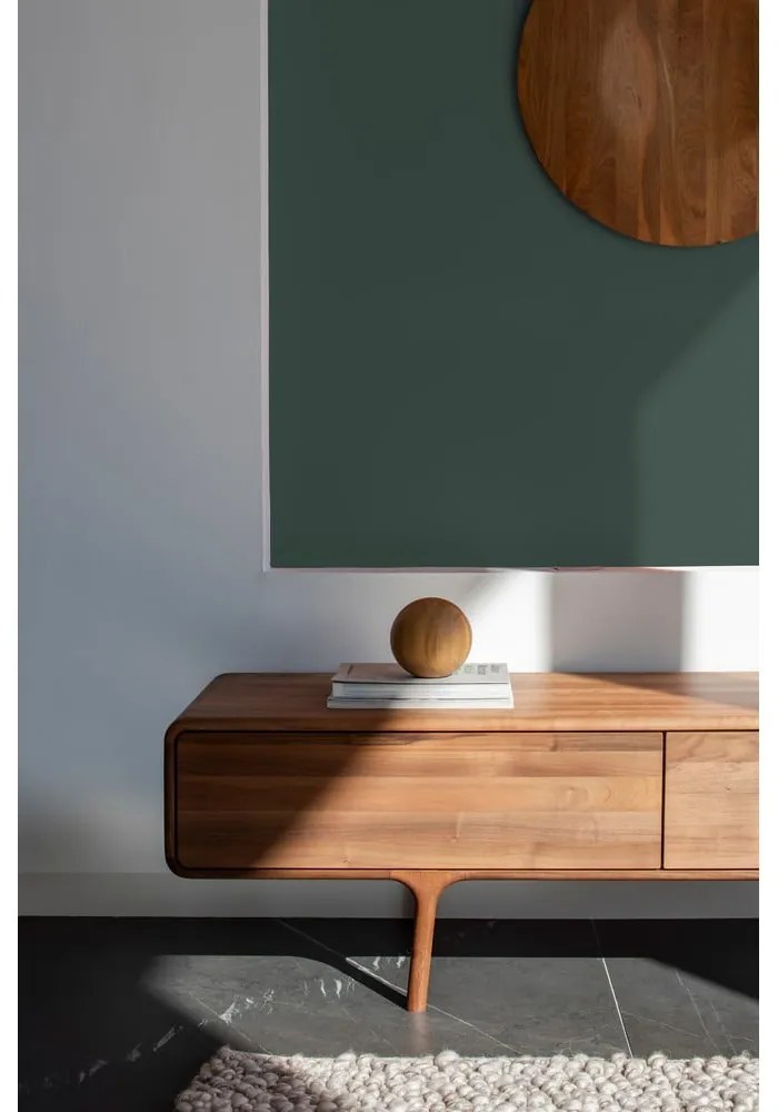 Comodă TV maro din lemn de nuc 220x45x45 cm Fawn – Gazzda