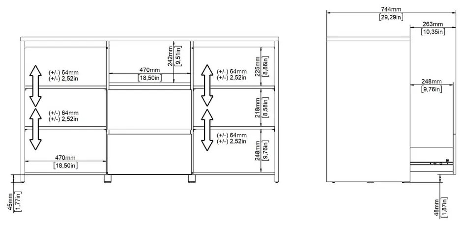 Comodă albă-în culoare naturală cu aspect de lemn de stejar 149x84x48 cm Next – Tvilum