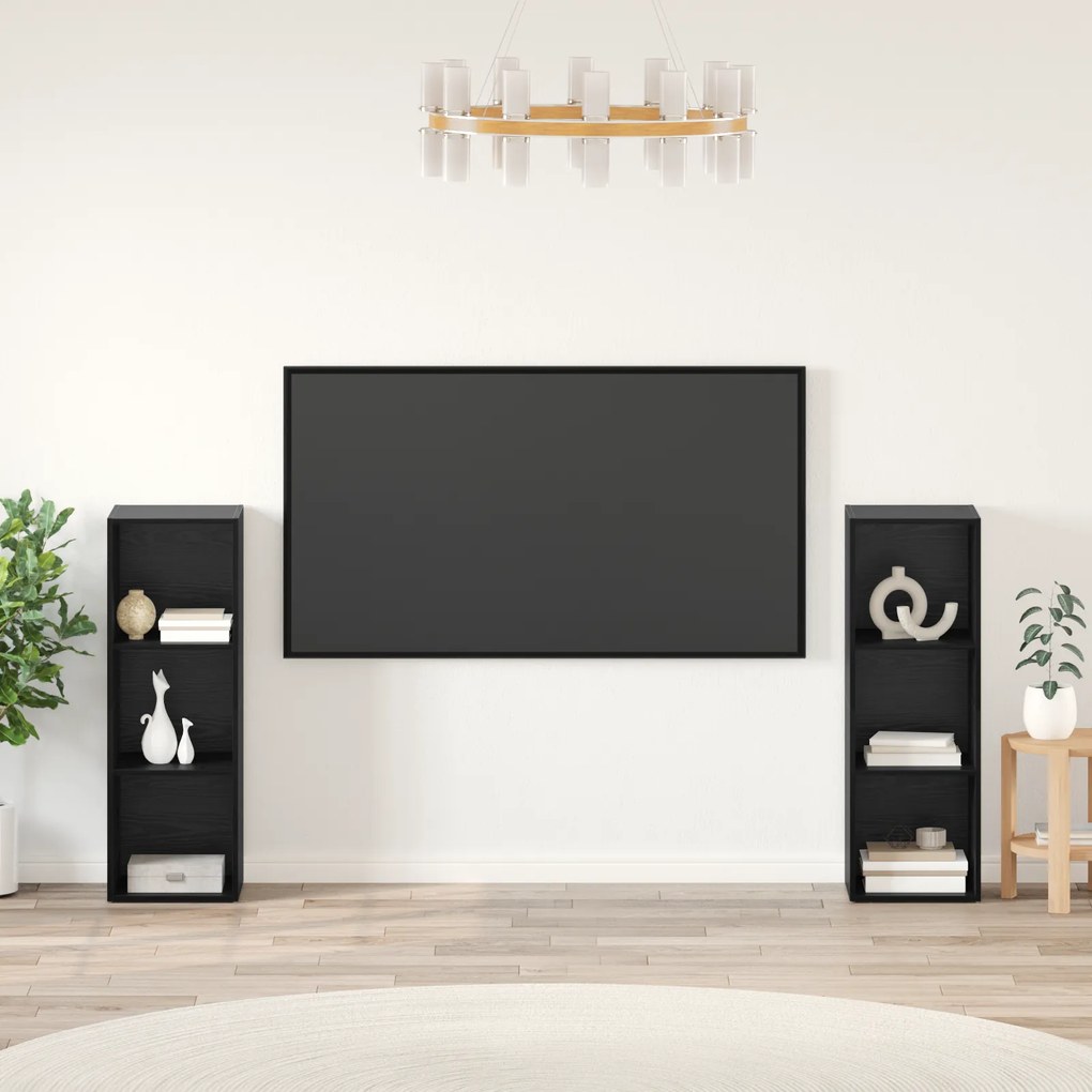 vidaXL Set comodă TV 2 pcs Stejar negru 107 x 35 x 37 cm Lemn compozit