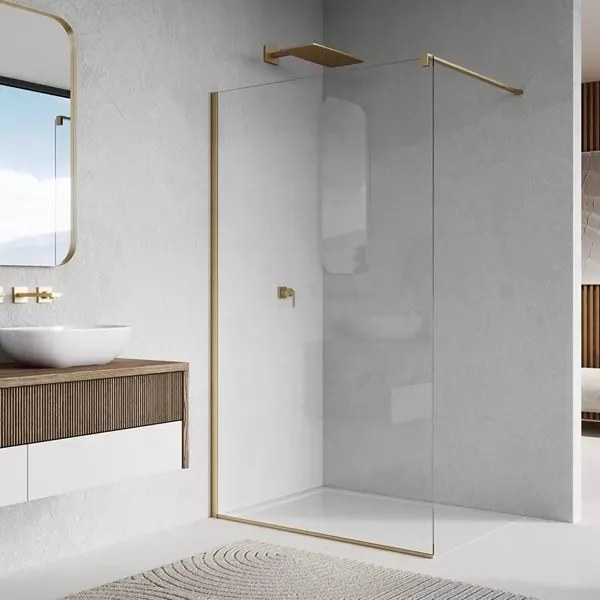 Paravan dus sticla walk-in 100x200 cm auriu periat Sanswiss Easy STR4P 1000x2000 mm