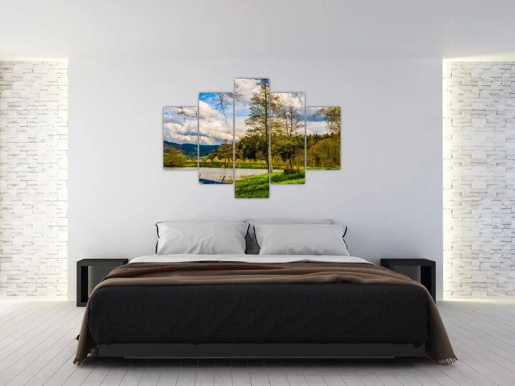 Tablou - Barcă pe lac (150x105 cm)