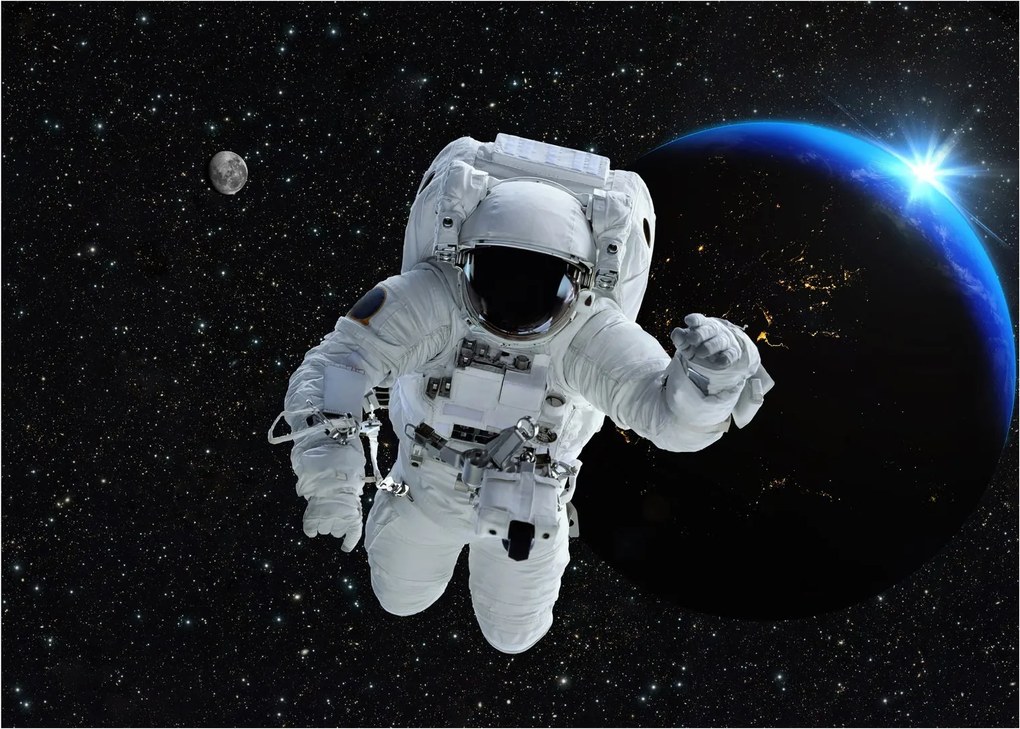 Tablou pe sticlă - Astronaut în Cosmos (70x50 cm)