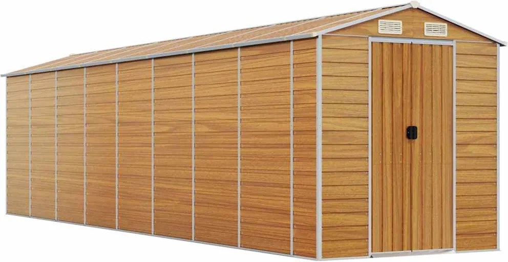 vidaXL Șopron de grădină, maro deschis, 191x725x198 cm oțel galvanizat