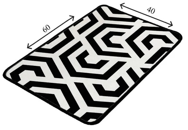 Covoraș de baie alb/negru 60x40 cm Line - Foutastic