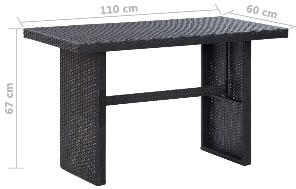 Masa de gradina, negru, 110 x 60 x 67 cm, poliratan 1, Negru, 110 x 60 x 67 cm