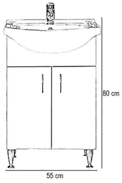 Dulap inferior Bianca Plus 55 cu lavoar, culoare Aida nuc