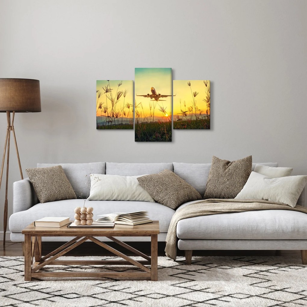 Tablou cu avion zburând (90x60 cm)