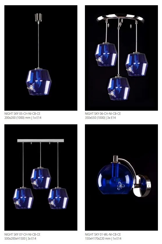 Lustra cu 3 pendule design LUX NIGHT SKY 08-CH