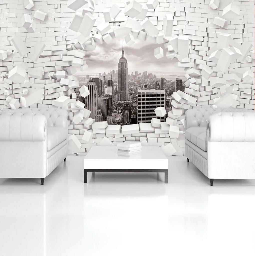 Fototapet - New York și 3D Brickwall (254x184 cm)