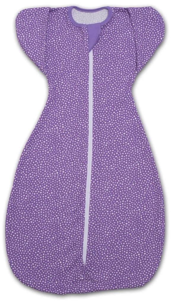 Sistem de infasat transformabil in sac de dormit, 1-6 luni Kidizi Swaddel Confort UP Purple Spots, 100% bumbac, 0.5 tog