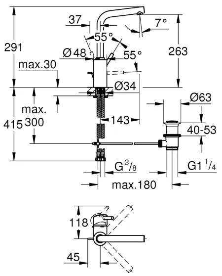 GROHE 23739002 - Baterie pentru lavoar CONCETTO, 291 mm, crom lucios