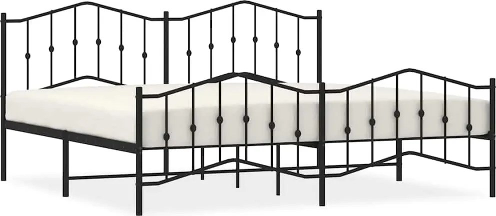 vidaXL Cadru pat metalic cu tăblii de cap/picioare , negru, 193x203 cm