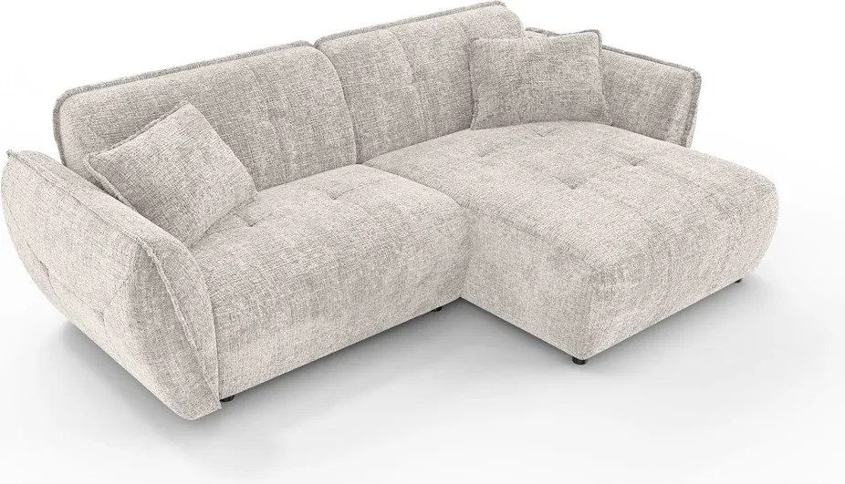 Colțar bej cu tapițerie din chenille (cu colț pe partea dreaptă/cu șezlong) Nelia – Ropez