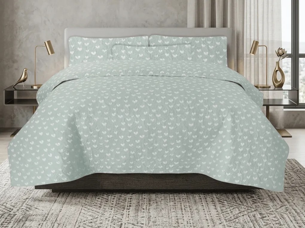 Cuvertura de pat STARS HEARTS, verde Dimensiune: 170 x 210 cm