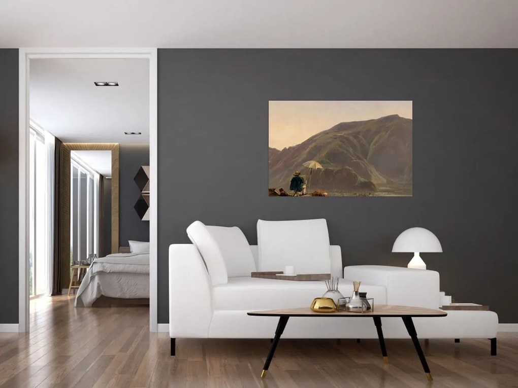 Tablou - Jules Coignet, View of Bozen with a Painter, reproducere (90x60 cm)