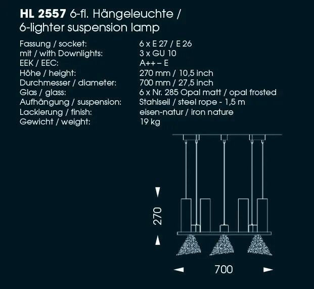 Candelabru din fier forjat cu 6 surse de lumina, HL 2557