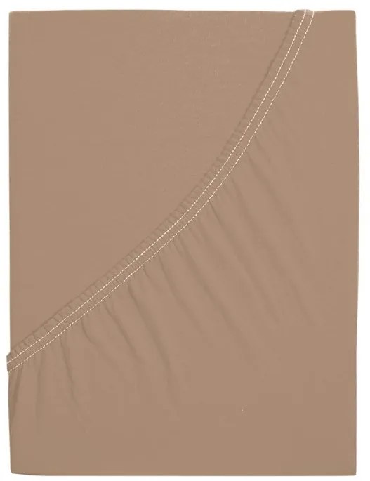 Cearsaf din jerseu de bumbac mako LUXORA 90x200 cm maro deschis