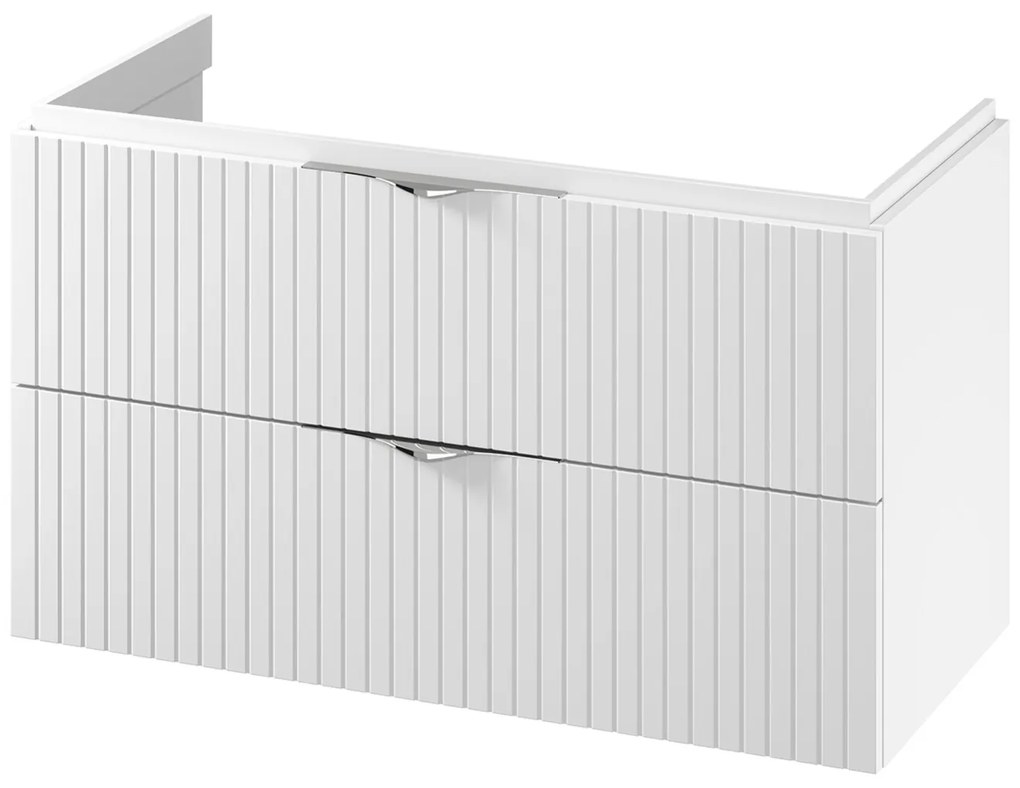Dulap baie suspendat 100 cm pentru lavoar, alb mat, MDF, Cersanit Tirso 1000x450 mm, Alb mat