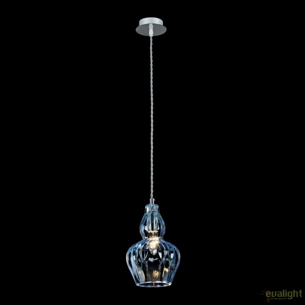 Pendul modern din sticla Eustoma, albastru deschis MYMOD238-PL-01-BL
