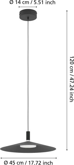 Eglo 902183 - Lampă suspendată LED RGBW reglabilă CONOMAVILLA-Z LED/15,5W/230V neagră