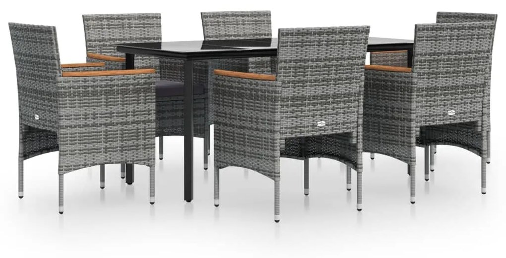 3156637 vidaXL Set de servit masa pentru grădină, 7 piese, gri și negru