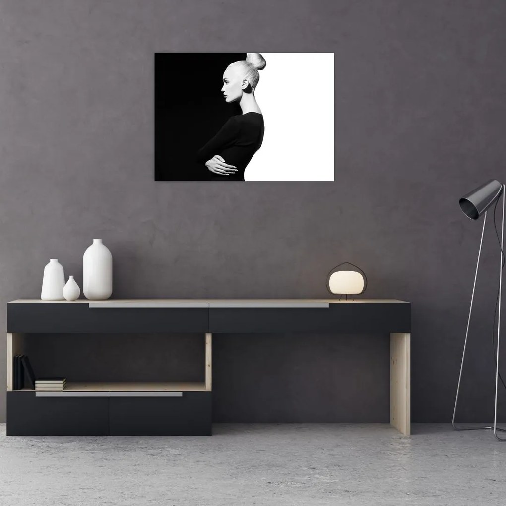 Tablou pe sticlă - O femeie à la yin și yang (70x50 cm)