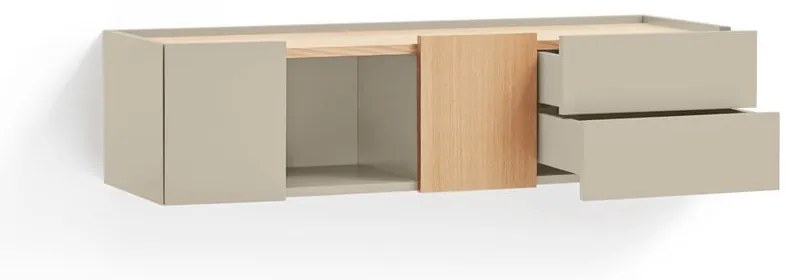 Comodă bej-natural joasă cu aspect de lemn de stejar 110x23 cm Otto – Teulat