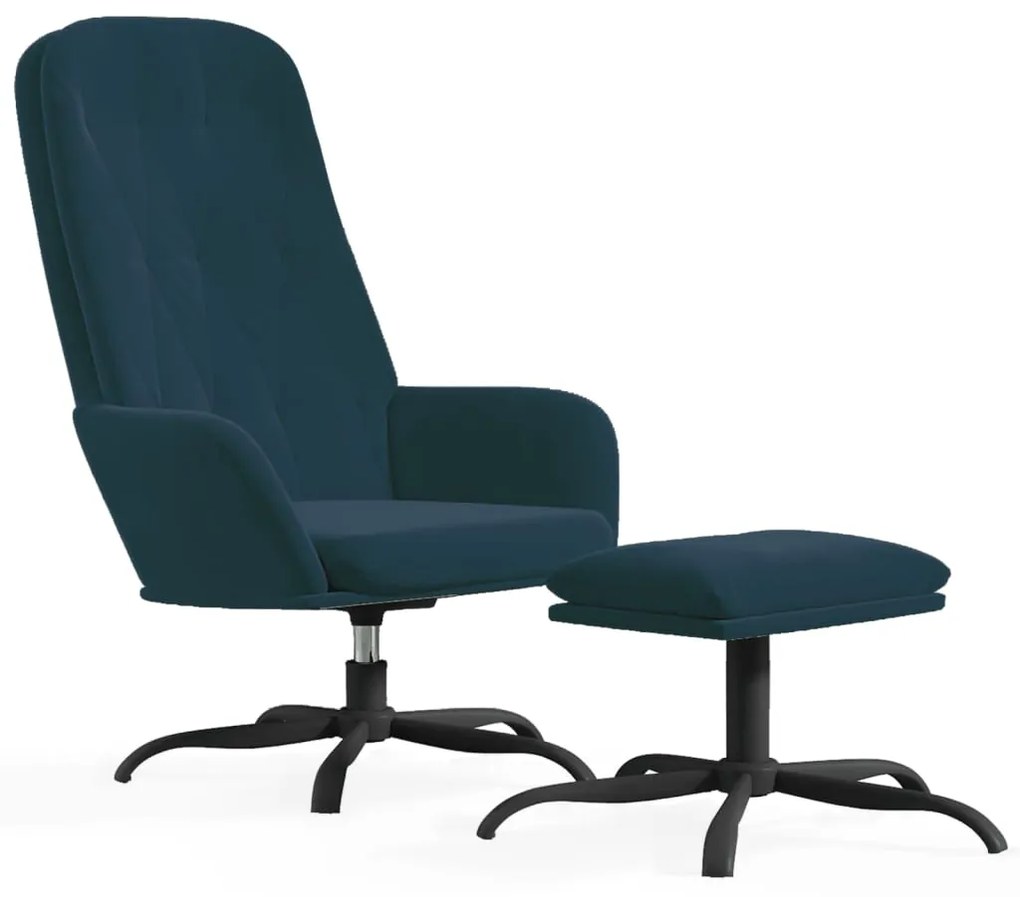 3097640 vidaXL Scaun de relaxare cu taburet, albastru, catifea