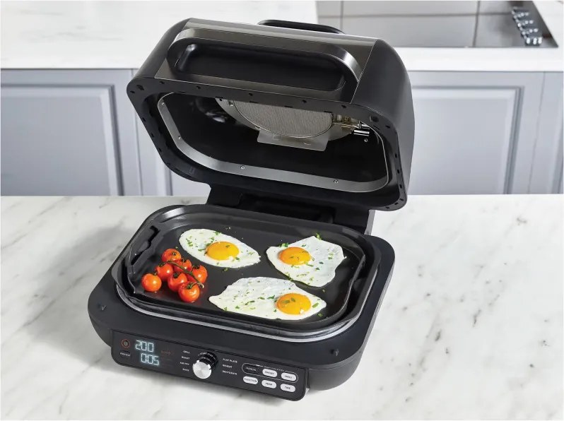 Gratar electric Ninja Foodi MAX PRO AG651EU, 2460W, 3.8L, Functie gratar si Air fryer, Cyclonic Air, Smart Cook, Negru/inox
