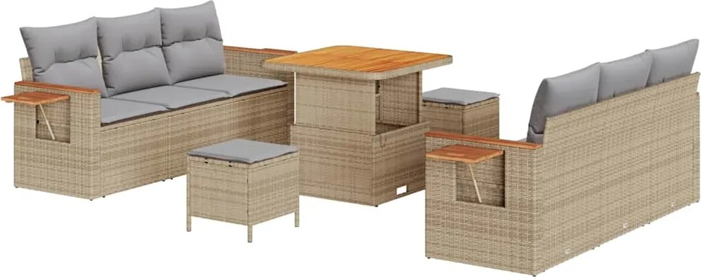 vidaXL Set de canapele pentru grădină 9 pcs Beige și gri deschis