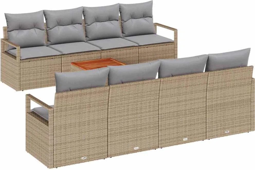 vidaXL Set de canapele pentru grădină 9 pcs Beige și gri deschis