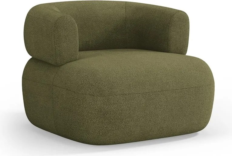 Fotoliu verde cu tapițerie din stofă bouclé Jenny – Micadoni Home