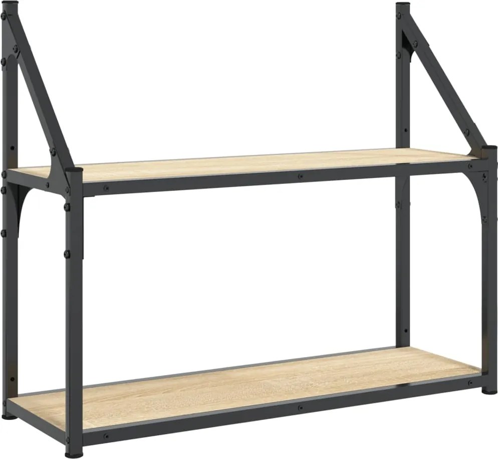 vidaXL Raft de perete cu 2 niveluri, stejar Sonoma, 60x21x51 cm, lemn stratificat