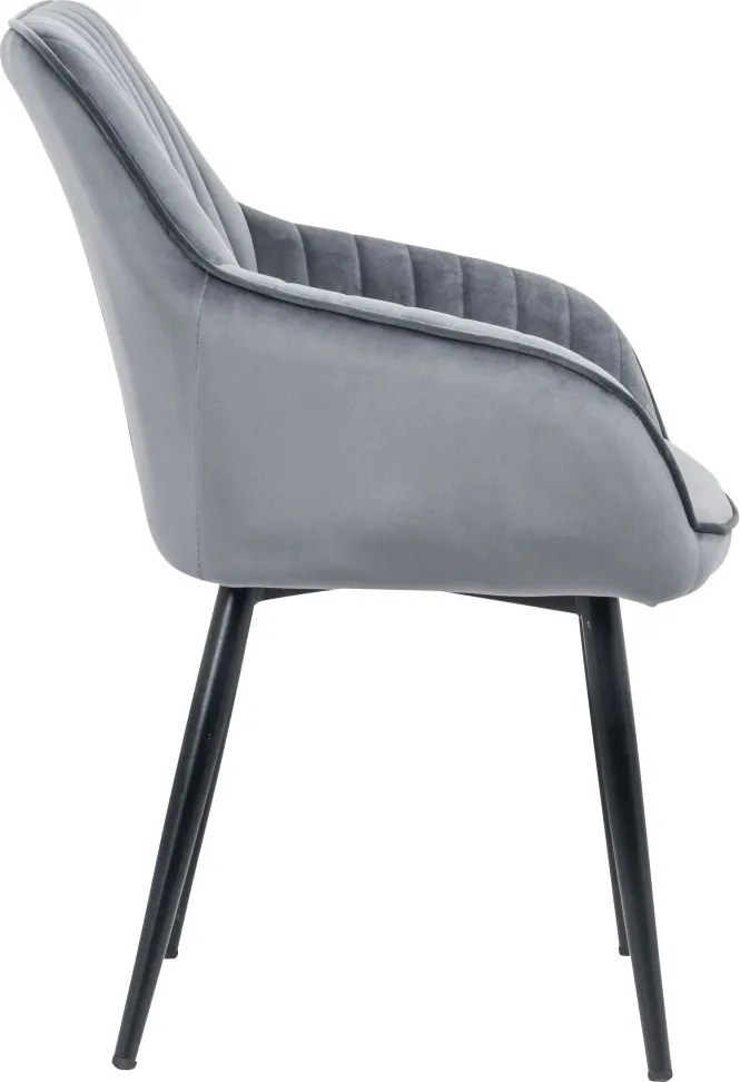 Set de 2 scaune elegante, cu brate si tapiterie din catifea, Turin gri argintiu A-38787 VC