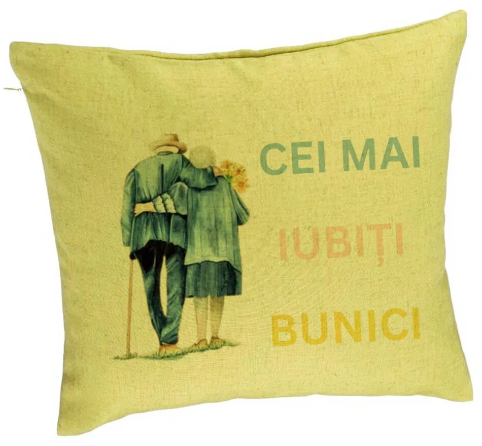 Perna Decorativa pentru Bunici 7, 40x40 cm, Verde, Husa Detasabila, Burduf