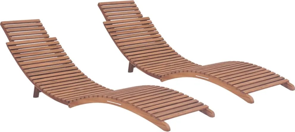 vidaXL Șezlonguri pliabile, 2 buc., lemn masiv de tec