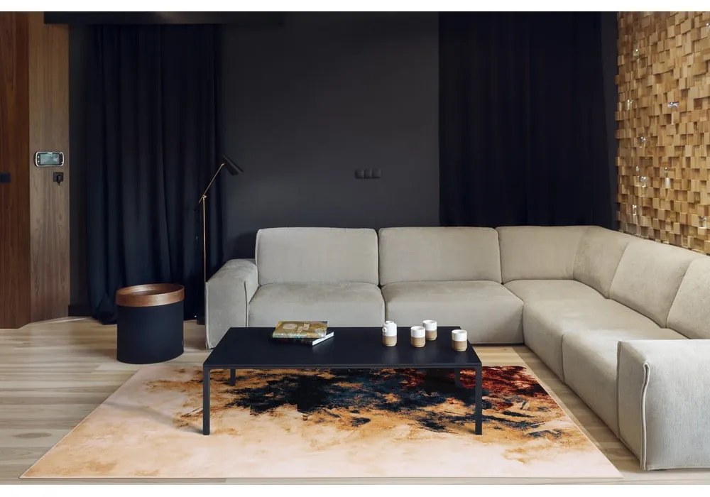 Covor din lână 160x240 cm Burst dark beige – Agnella