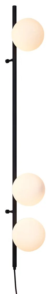 Lampă de perete de design neagră cu sticlă mată cu 3 lumini - Vertical