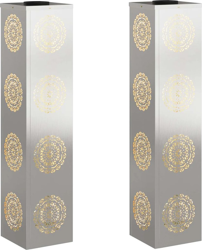 vidaXL Lumină LED Solară pentru Alei 2 pcs Argintiu Oţel inoxidabil