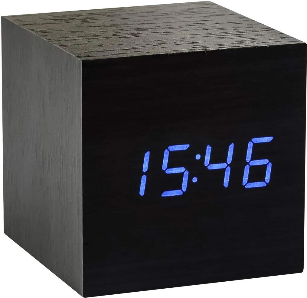 Ceas cu alarmă "Cube Click", negru / albastru - Gingko