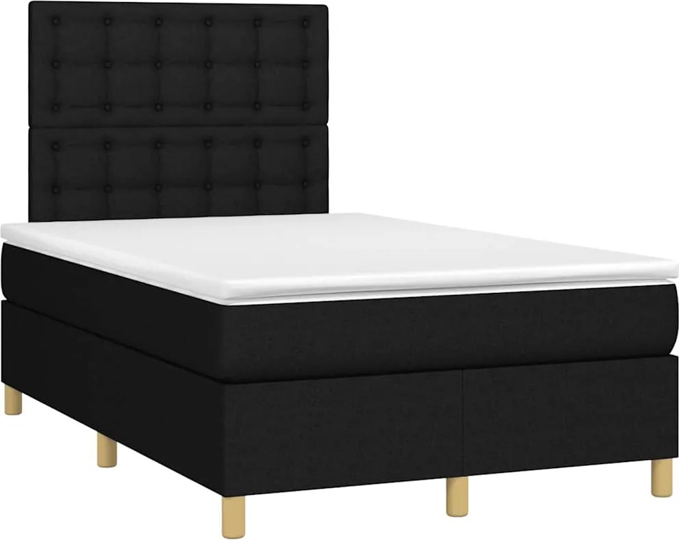 vidaXL Pat box spring cu saltea, negru, 120x190 cm, catifea