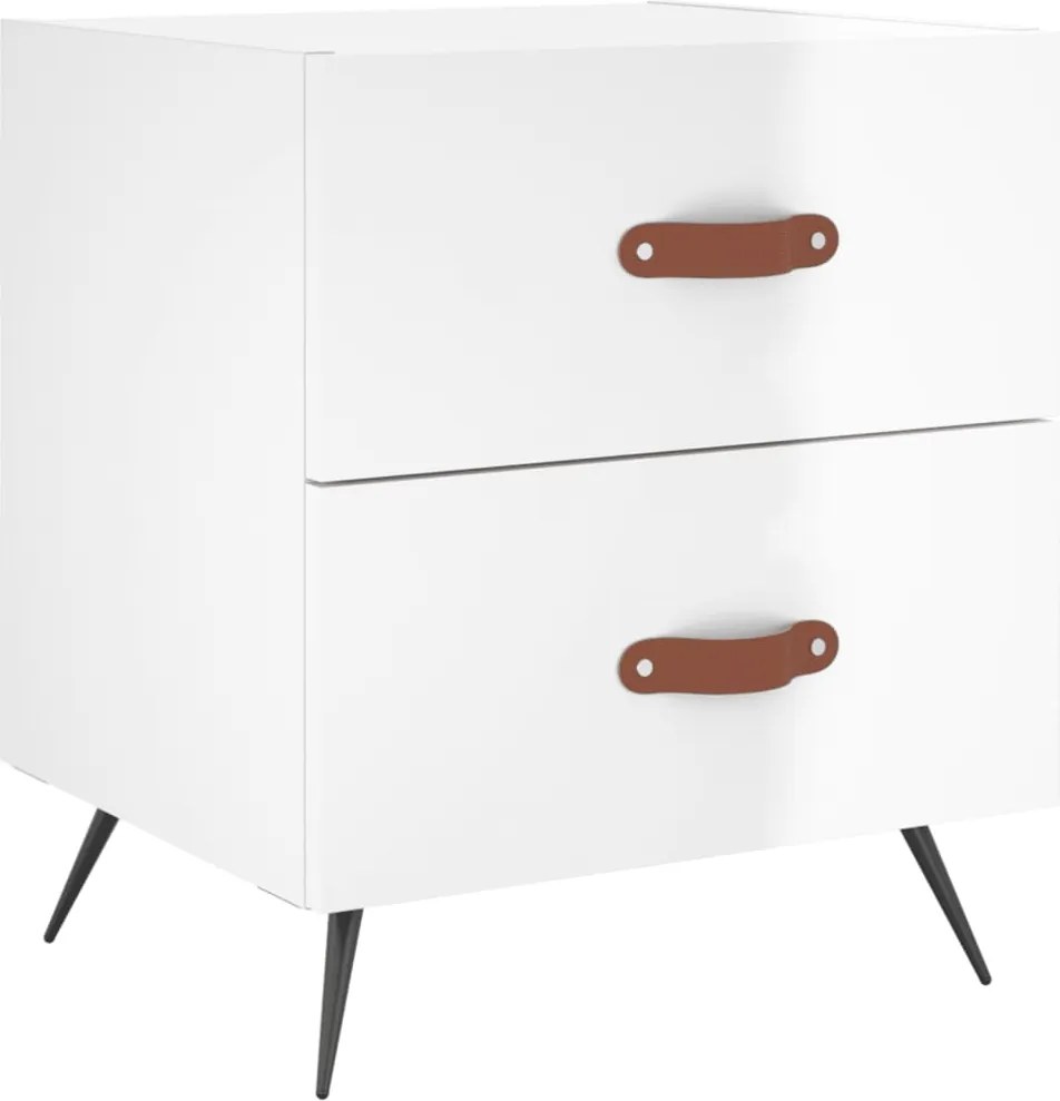 vidaXL Noptieră, alb extralucios, 40x35x47,5 cm, lemn compozit