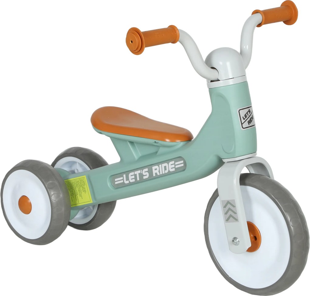 AIYAPLAY Bicicletă fără pedale pentru copii 1-3 ani până la 20 kg, 3 roți silențioase, 69 x 40 x 49 cm, verde | Aosom Romania