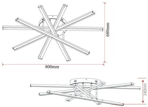 Lustră LED cu Telecomandă – 95W, 5 Surse de Iluminare, Intensitate Reglabilă, 3 Tipuri de Lumină, Design Negru, 80×68 cm