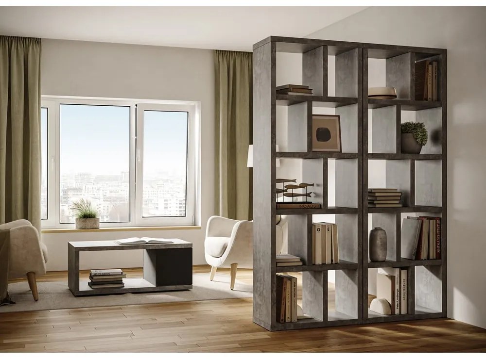 Bibliotecă gri cu aspect de beton 70x198 cm Berlin – TemaHome