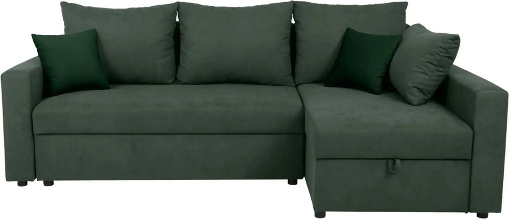 Coltar extensibil PREZEMEK IV, universal, stofa clasica verde, cu lada