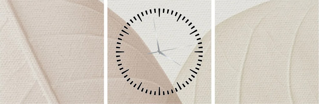 Tablou - Frunze texturate (cu ceas) (90x30 cm)