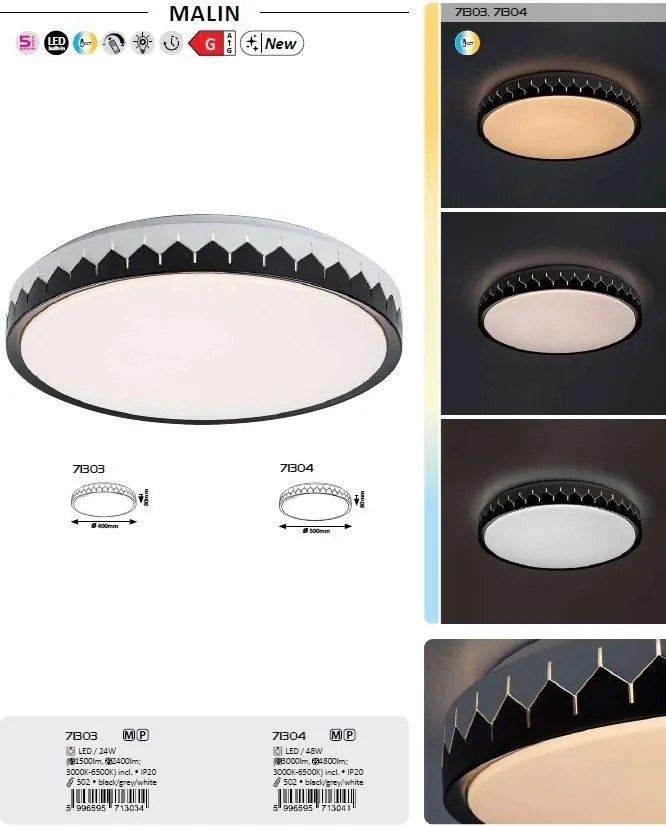 Plafoniera LED cu telecomanda Malin D-40cm